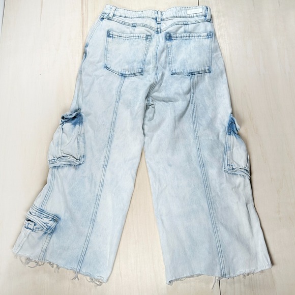 Blank NYC Womens Wide Leg Cargo Jeans Size 29 Light Wash High Rise Baggy Skater‎ - Picture 4 of 12